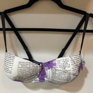 French Cup purple, black and white bra, size 38D